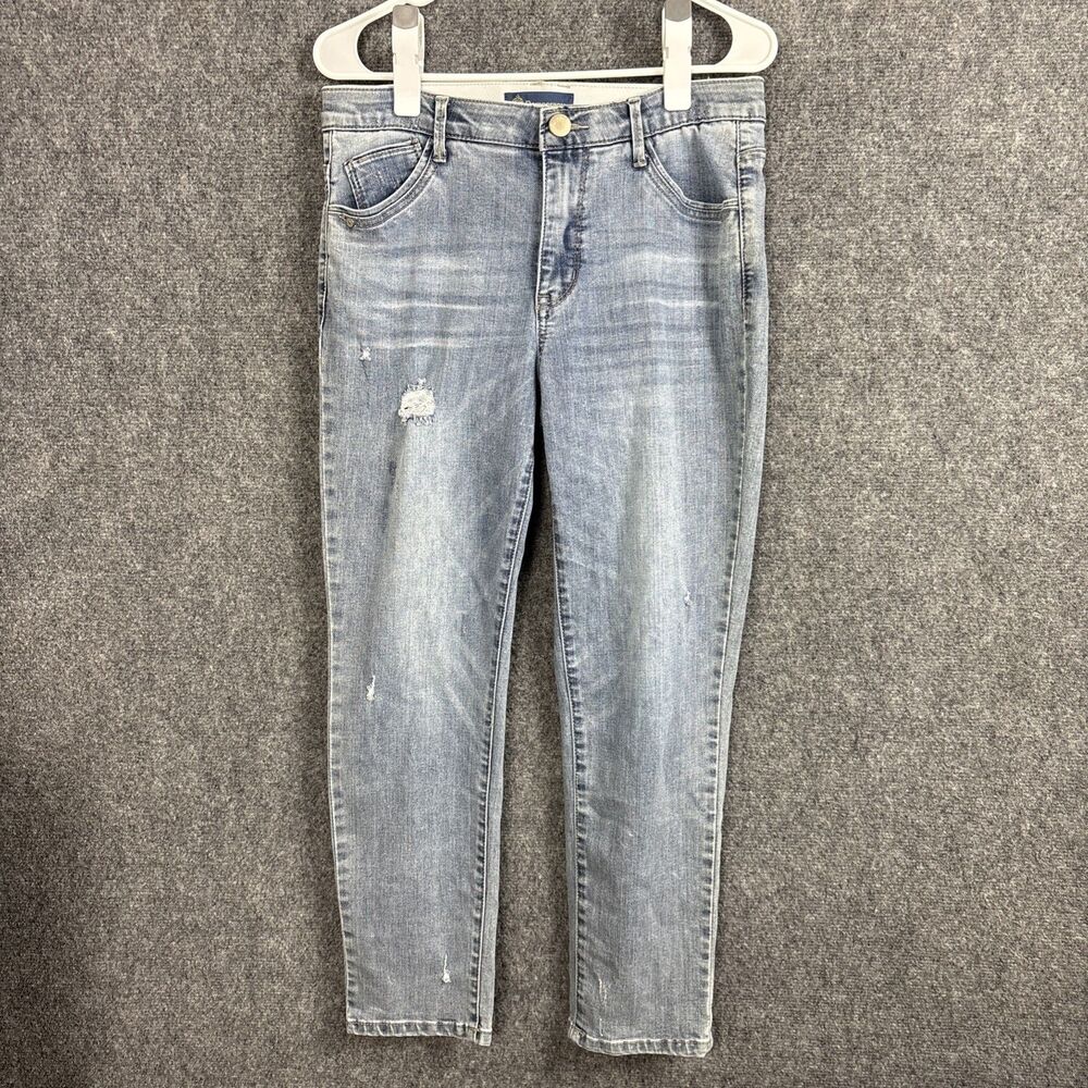Democracy Skinny Ankle Ab Solution Jeans Womens Size 10 Blue Light Wash Distress